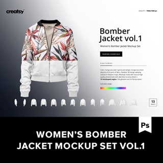 13款女式飛行員夾克衫外套圖案印花設計Ps貼圖樣機