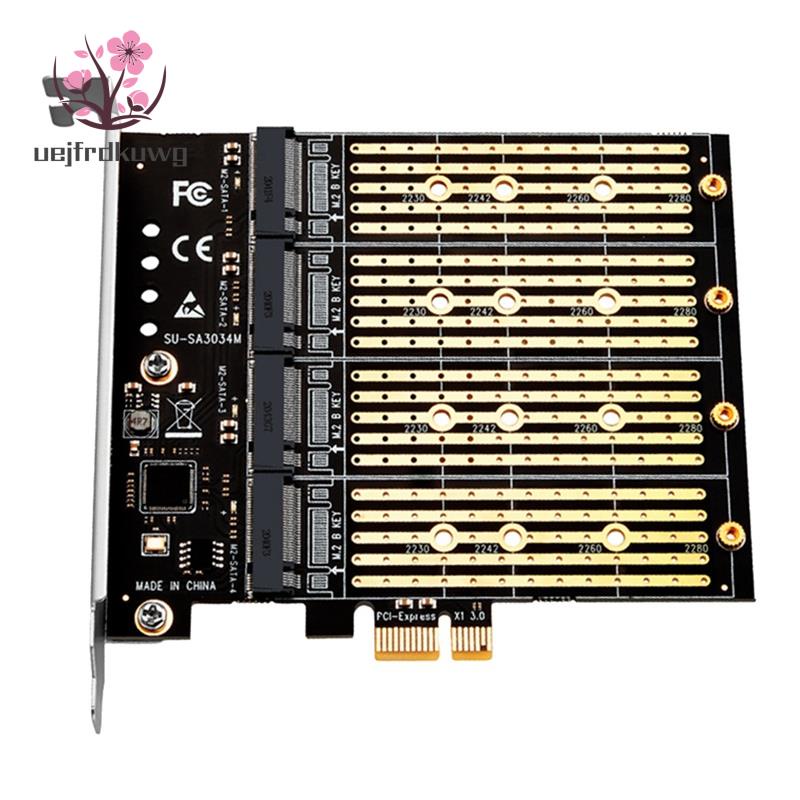 採礦 PCIE 轉 M2 適配器 PCI Express X1 4 端口 B Key M.2 NGFF SATA 擴展轉