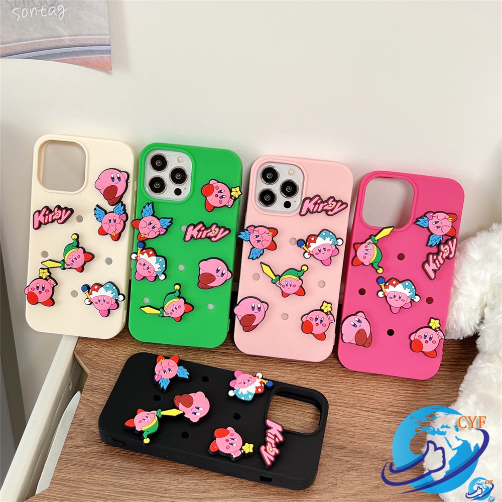 Iphone 14 手機殼 Kirby Super Star DIY CROCS 穿孔手機殼適用於 iPhone 13