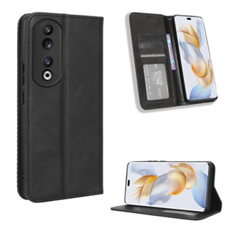 復古掀蓋殼 榮耀 Honor 90 Pro 5G 手機殼 榮耀90 磁吸保護殼 翻蓋皮套 支架插卡 手機套