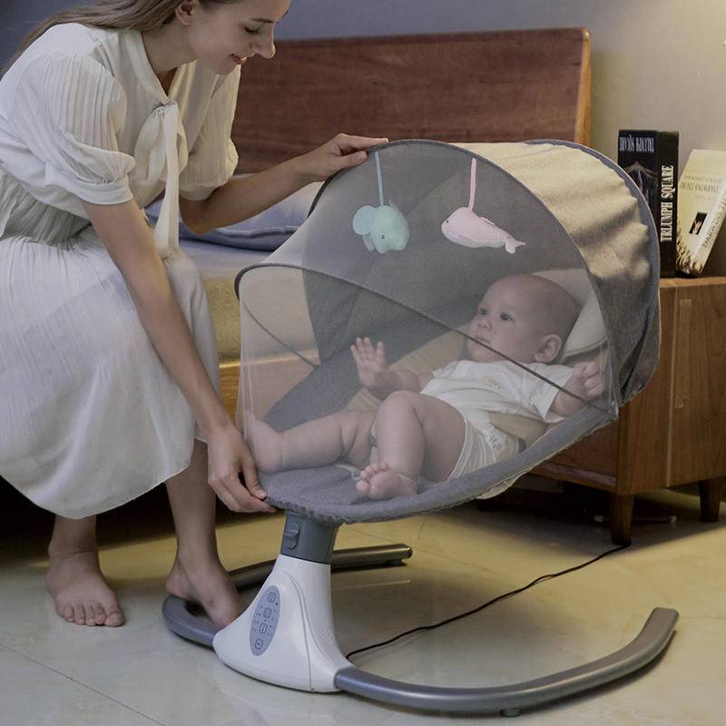 嬰兒電動搖椅搖床搖籃哄娃睡新生兒安撫椅嬰兒床廠家直供