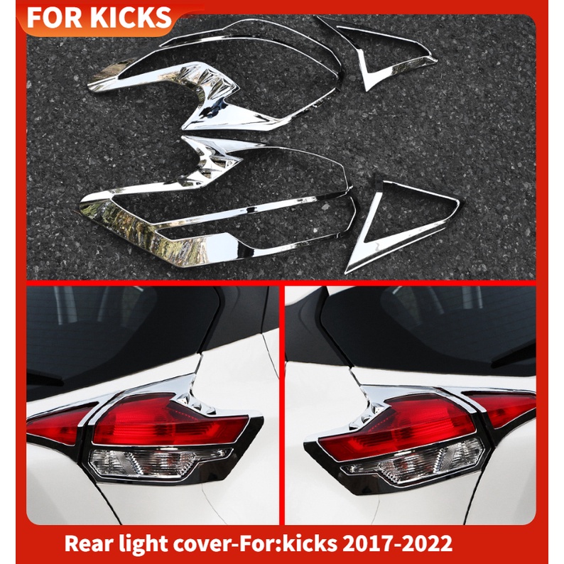 NISSAN 2 件/套鍍鉻汽車尾燈燈罩裝飾件適用於日產 Kicks 2017 - 2022 尾燈裝飾框架貼紙配件