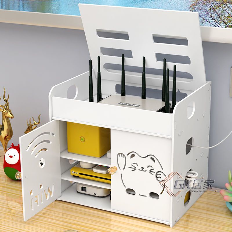 ✨無線wifi路由器貓盒子電線收納 客廳桌面掛牆免打孔 機頂盒放置物架