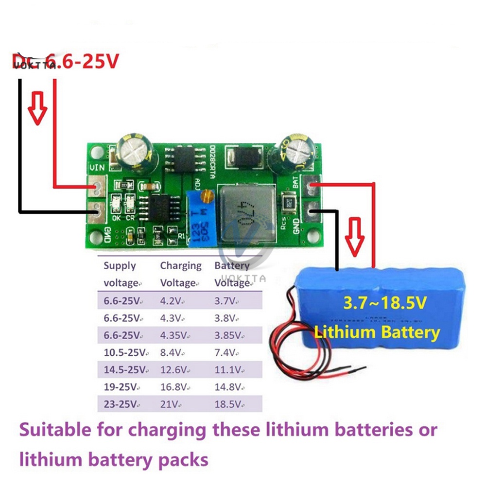 Dd28crta 1A 3.7-18.5V 鋰電池或鋰電池組電池充電器模塊充電板