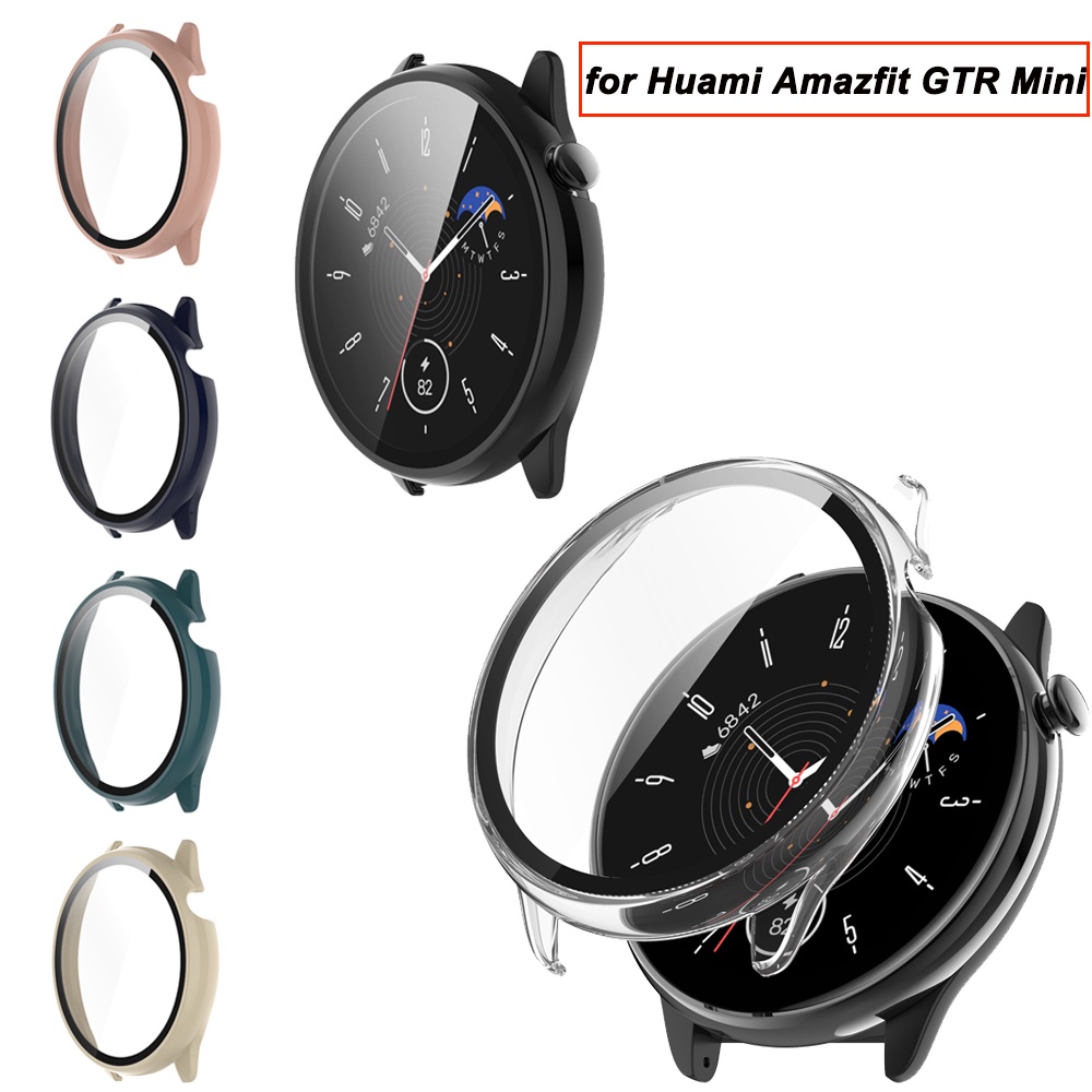 外殼+華米amazfit GTR迷你硬PC框架保險槓保護殼+高清超薄鋼化玻璃防刮屏保護膜