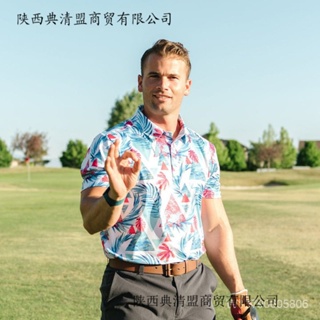 新款polo衫 男士印花楓葉短袖翻領高爾夫T恤衣服可訂製