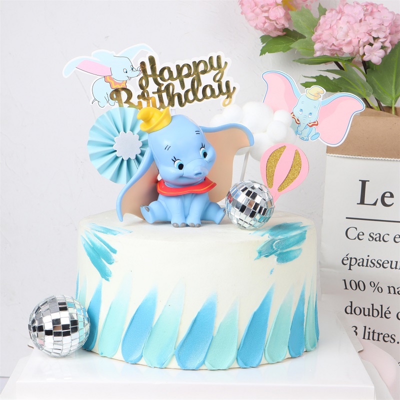9cm*13.5cm 迪士尼兒童玩具小飛象大象蛋糕裝飾小飛象公仔 Pvc 可動人偶蛋糕裝飾兒童生日派對禮物