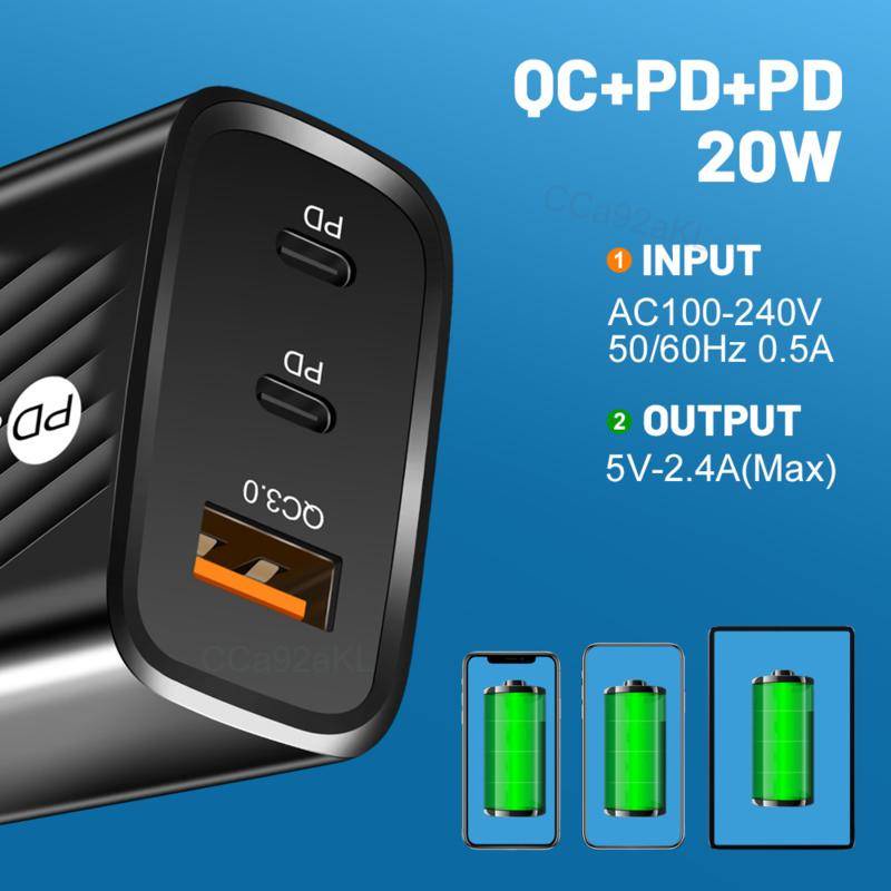 雙PD頭 Type-C 適用 安卓 蘋果 USB 充電頭 50W 65W PD 充電 充電器 雙孔插頭 PD快充頭