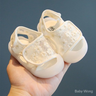 【現貨】Baby·Wong夏季新款女童沙灘鞋蕾絲透氣寶寶學步鞋韓版包頭兒童涼鞋