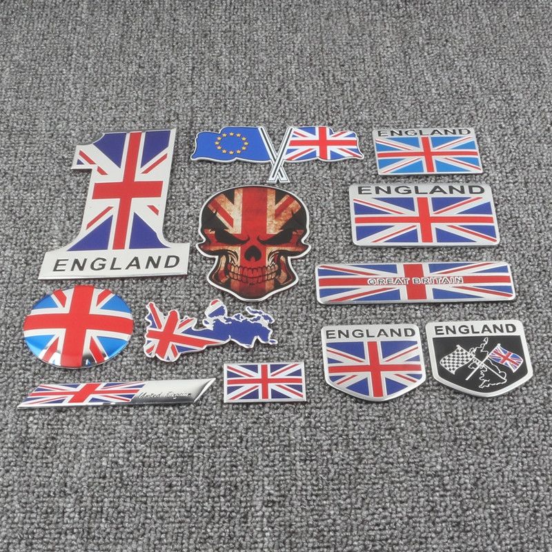 【防刮】汽車個性金屬改裝英國國旗劃痕裝飾車貼英國地圖米字旗側標尾標貼