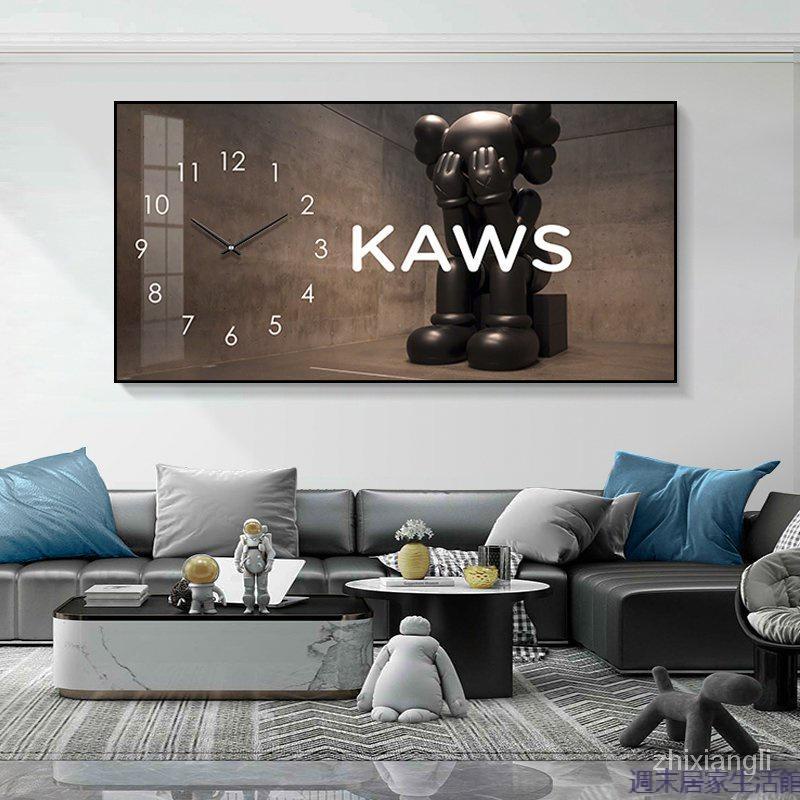 可開發票.北歐 潮牌KAWS鐘錶掛鐘客廳家用時尚個性創意網紅暴力熊公仔理髮店時鐘