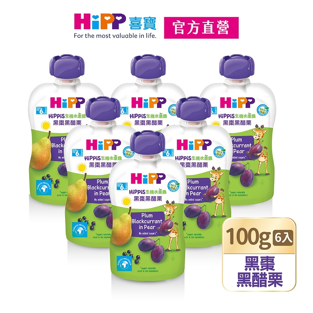 HiPP喜寶生機水果趣-黑棗黑醋栗100g/包X6
