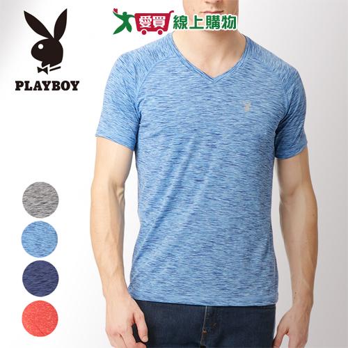 PLAYBOY 緞彩V領短袖衫(M~XL)男內衣 內搭 外穿 涼感 吸濕排汗 高彈力【愛買】