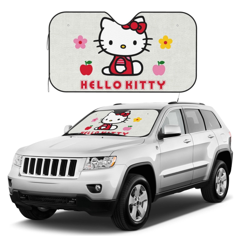 三麗鷗 Hello Kitty 汽車遮陽板汽車防曬前擋風玻璃遮陽板可折疊汽車擋風玻璃遮陽板