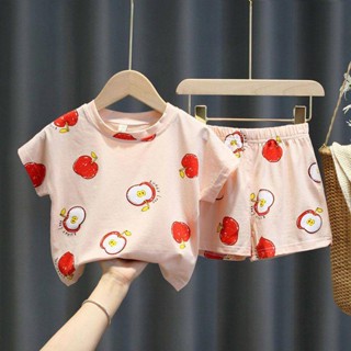 🌈Smile Kids🌈兒童短袖睡衣 臺灣出貨 女寶寶2023睡衣睡褲夏裝新款洋氣男女小童水果短袖短褲家居服套裝