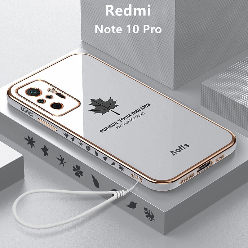 外殼 Redmi Note 10 Pro 外殼電鍍蓋楓葉軟 TPU 手機殼 Redmi Note 10 Pro