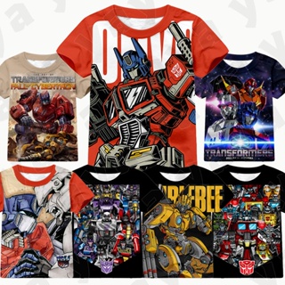 TRANSFORMERS Ljx 變形金剛 T 恤男孩擎天柱 3D 打印兒童襯衫時尚兒童上衣