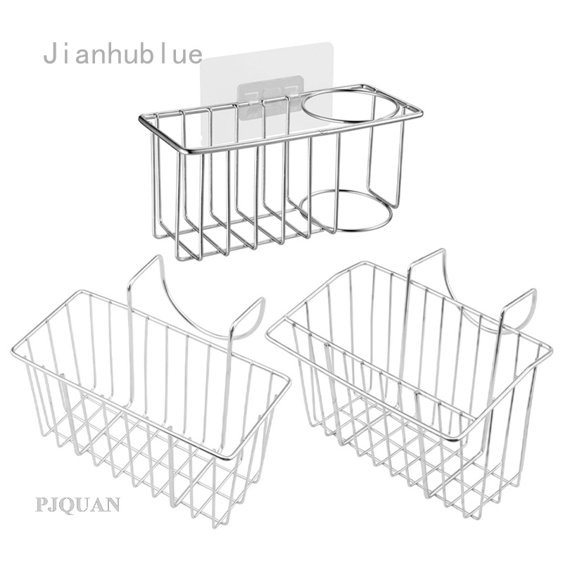 Pjquan不銹鋼水槽排水掛籃廚房收納籃水槽架抹布收納架雙層