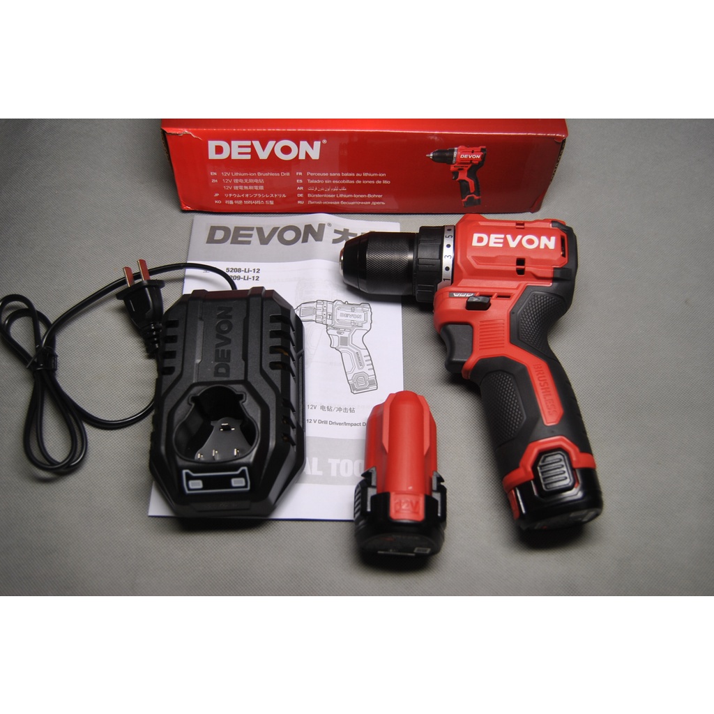 Devon 5208【新款】12V鋰電無刷手多功能電鑽大功率大扭力便攜電鑽