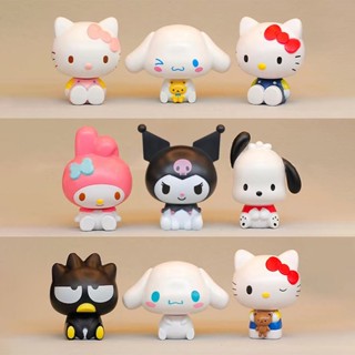 三麗鷗動漫人物 Cinnamoroll Hello Kitty Kuromi 娃娃卡通裝飾品可動人偶 DIY 蛋糕裝飾玩