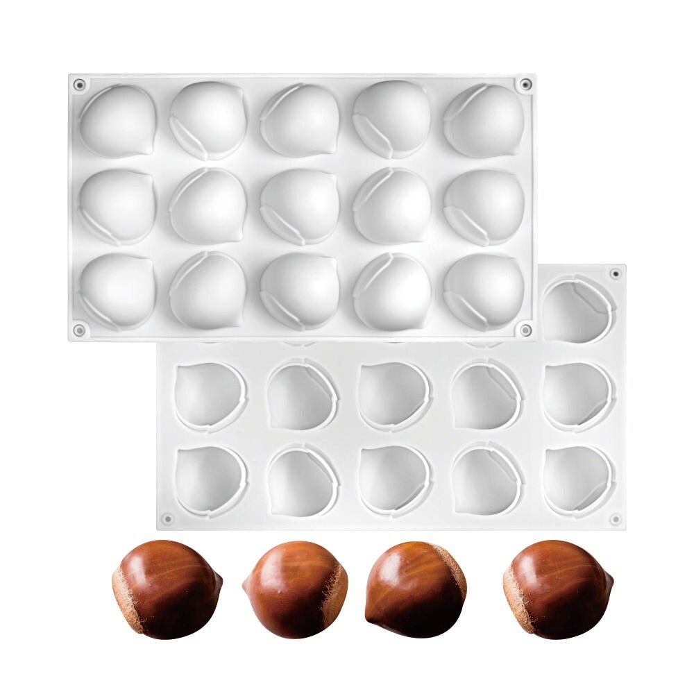 迷你栗子形矽膠模具,15 腔不粘軟糖模具,適用於巧克力、軟糖、糖果、餅乾、餅乾、果凍