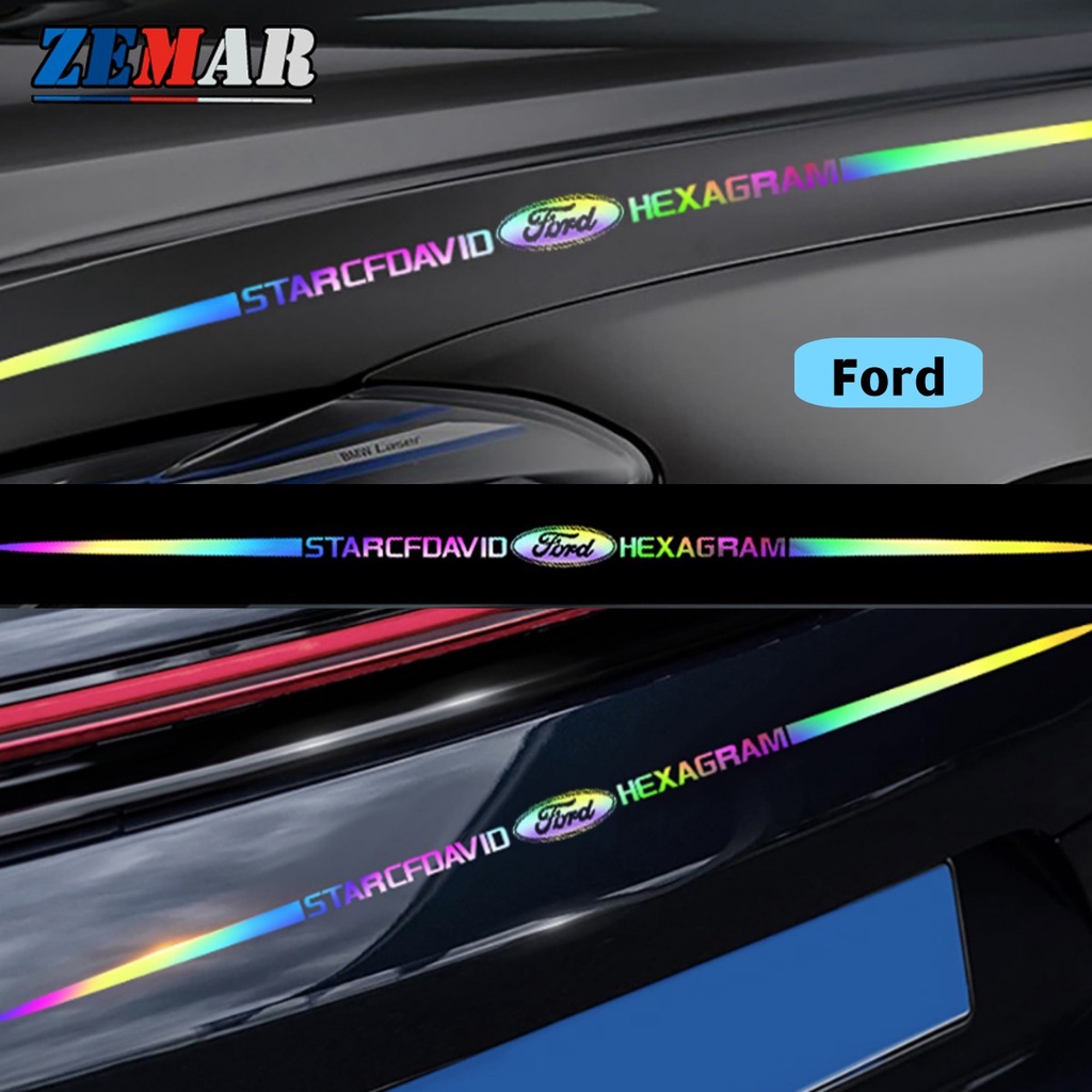 1 件裝福特標誌汽車貼紙激光反光彩色保護膜適用於 Fiesta Ranger Ecosport Focus Everes