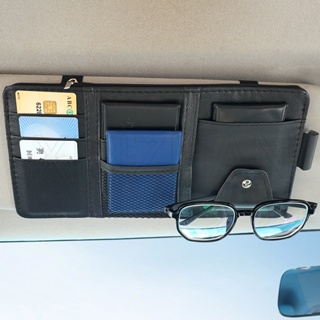 汽車遮陽板多功能收納架,用於紙巾和太陽眼鏡和鑰匙 / 用於卡片和筆和手機的汽車遮陽板收納夾 / 遮陽板分類收納袋 / 收