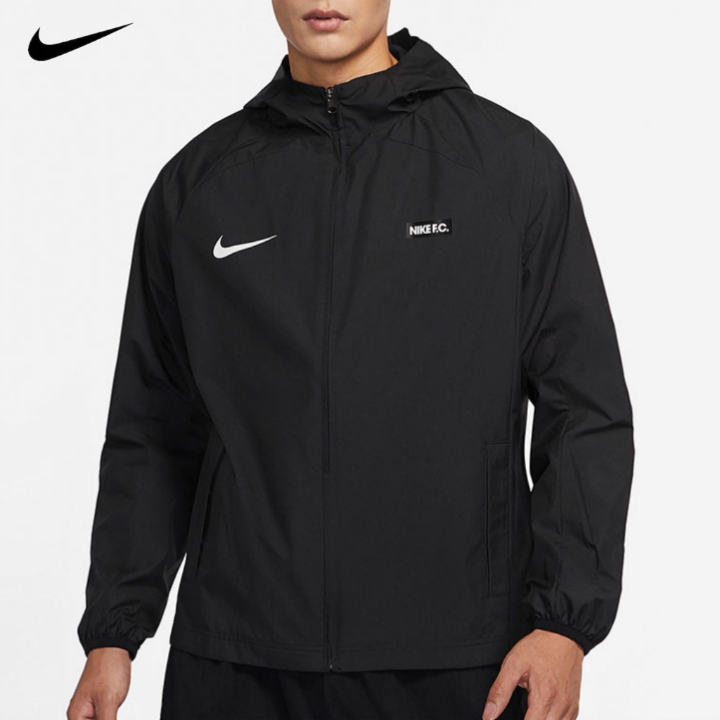 Nike2023 男式新款 F.C. Awf 足球運動防風連帽外套女式薄款防水外套 DH9643