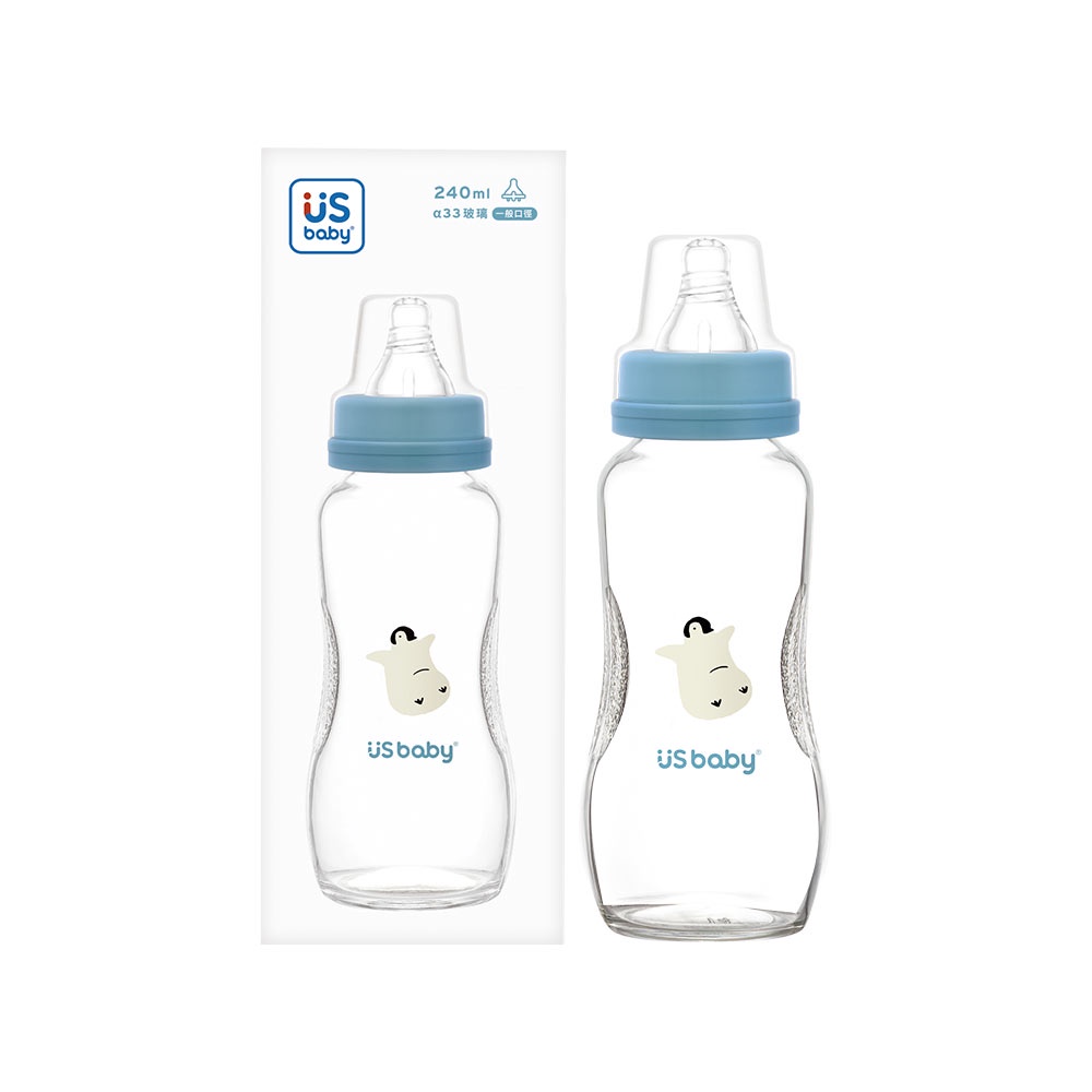 優生真母感玻璃奶瓶一般口徑L240ml-企鵝