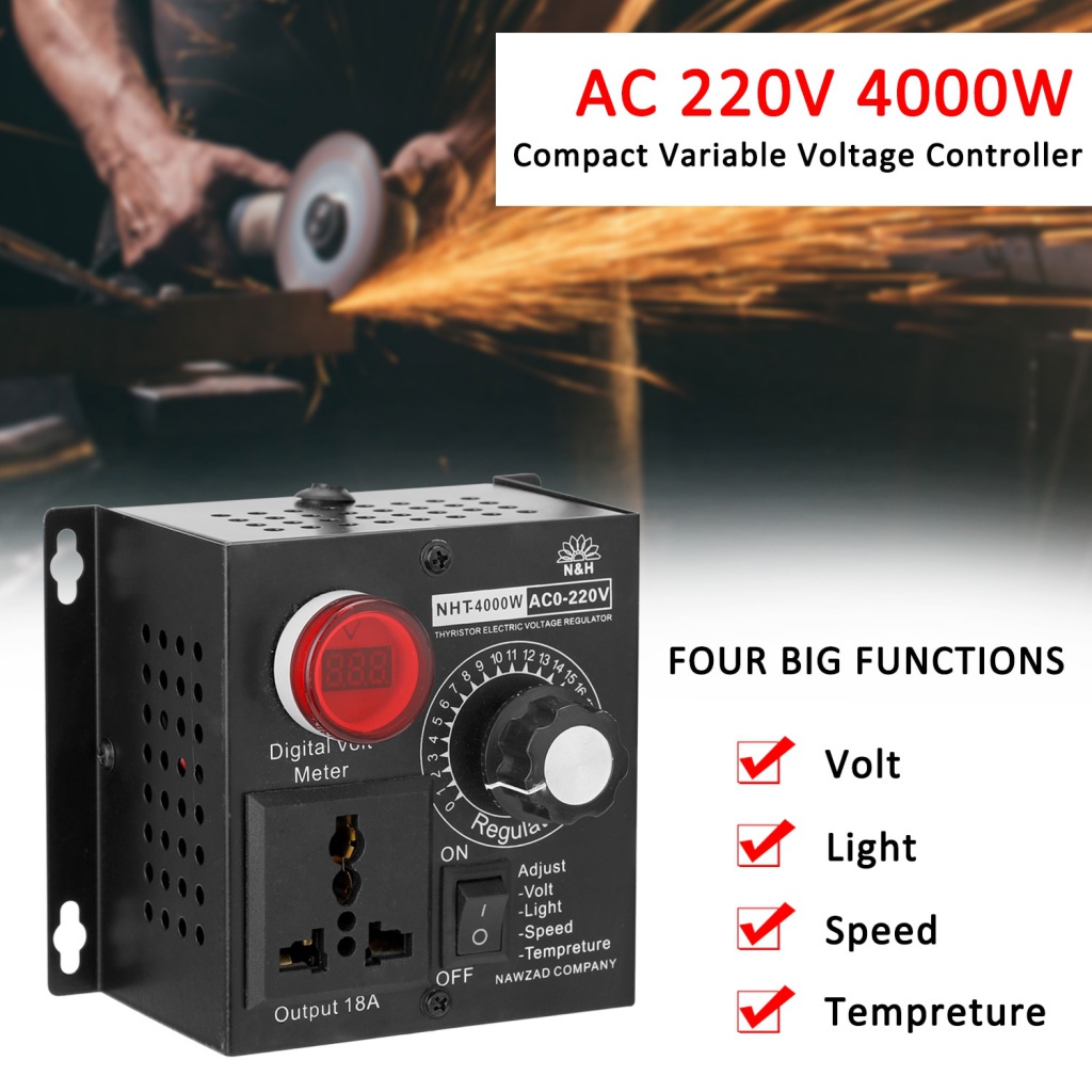 穩壓器 AC 220V 4000W 緊湊型可變電壓控制器便攜式速度溫度光電壓可調調光器