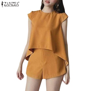 Zanzea 女式韓版休閒短袖上衣+高腰短褲兩件套