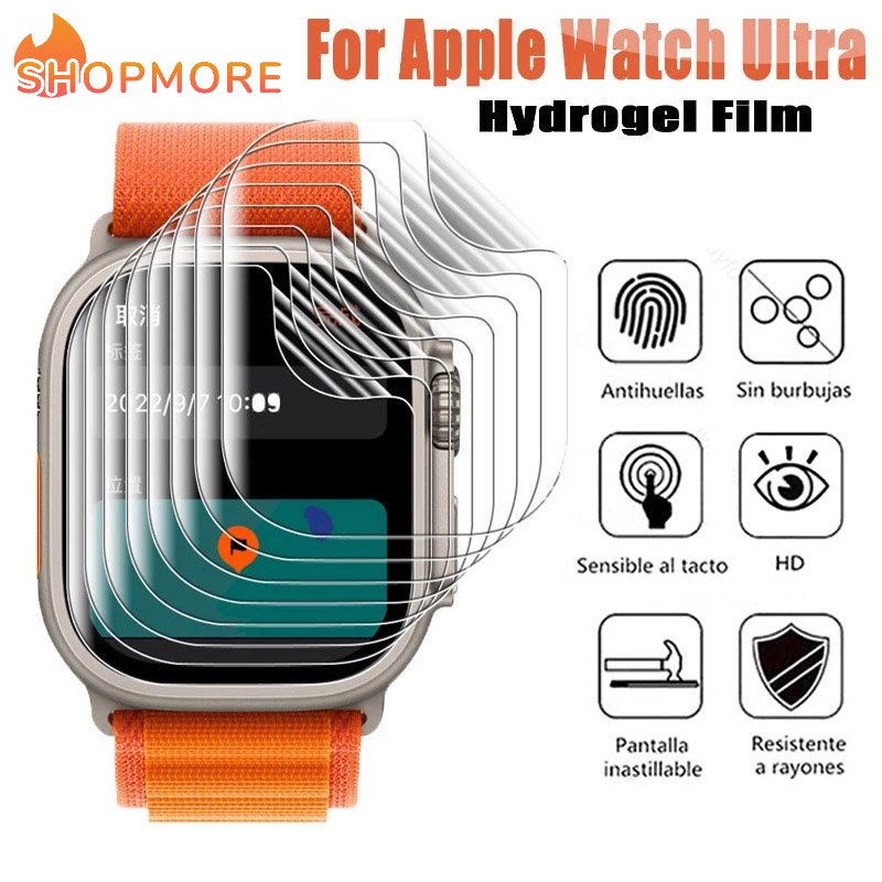 【批發價】5個起批Ios Watch Ultra 高清晰水凝膠觸摸 TPU 手錶膜全覆蓋防指紋膜智能手錶屏幕保護膜