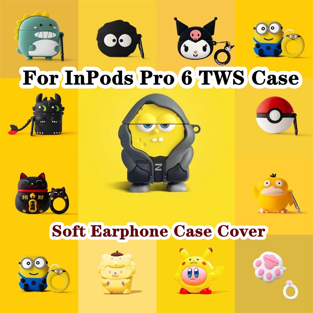 適用於 InPods Pro 6 TWS 保護套創意卡通鯊魚適用於 InPods Pro6 保護套軟耳機保護套保護套