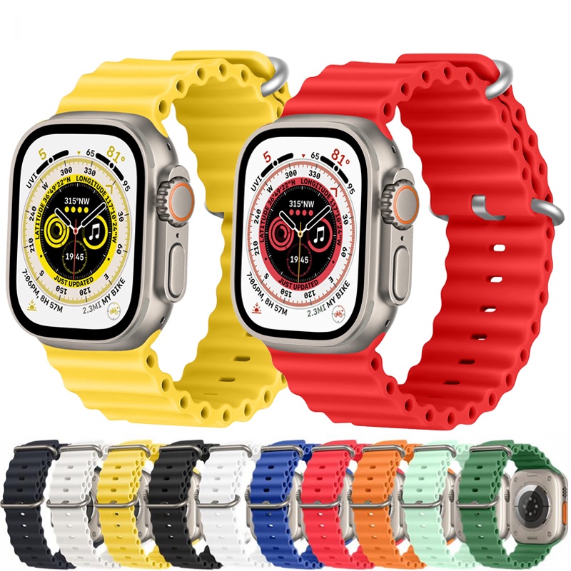 蘋果手錶Ultra/S9錶帶 apple watch官方款海洋硅胶运动腕帶 iWatch SE/8/7/6男女款透气錶帶
