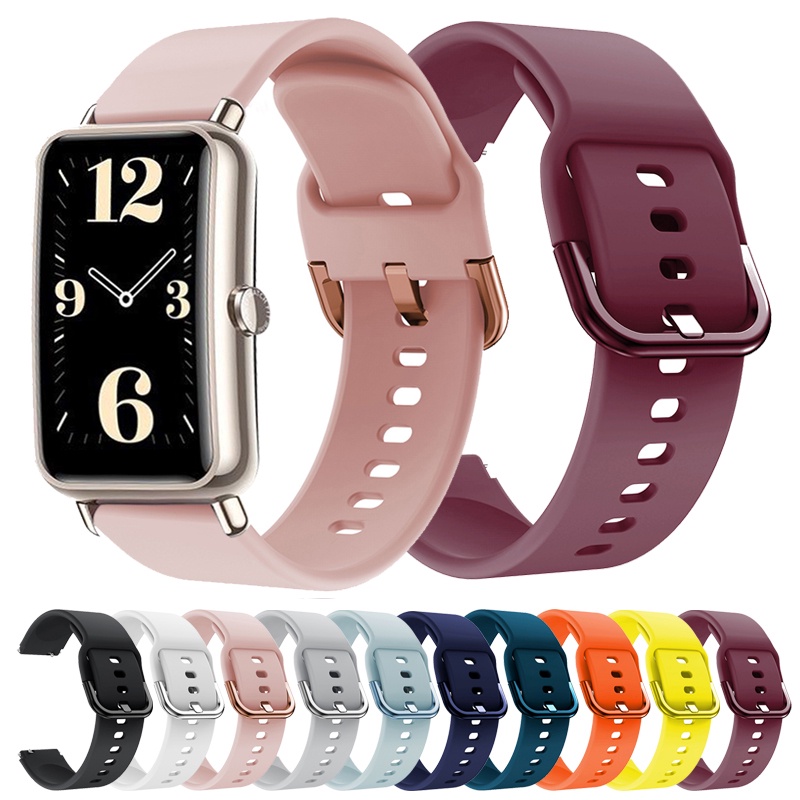 16 毫米運動手鍊錶帶適用於華為 Watch Fit 迷你錶帶矽膠腕帶適用於華為 Talkband B6 配件 TIME