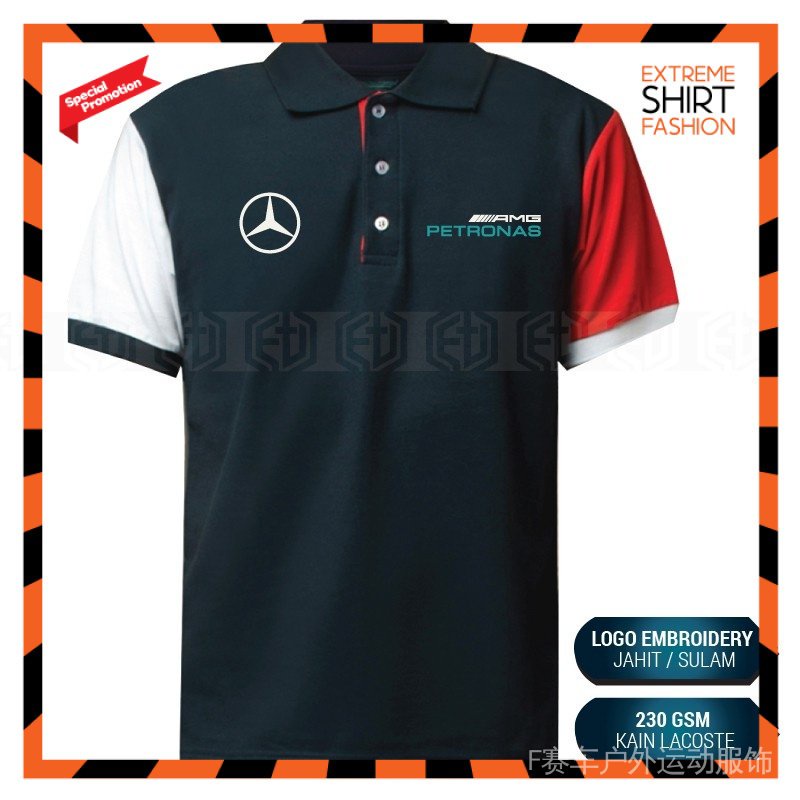 F1梅賽德斯amg梅賽德斯-奔馳賽車服馬球tt恤sulaammercedesamgleisure team 夏季運動衫