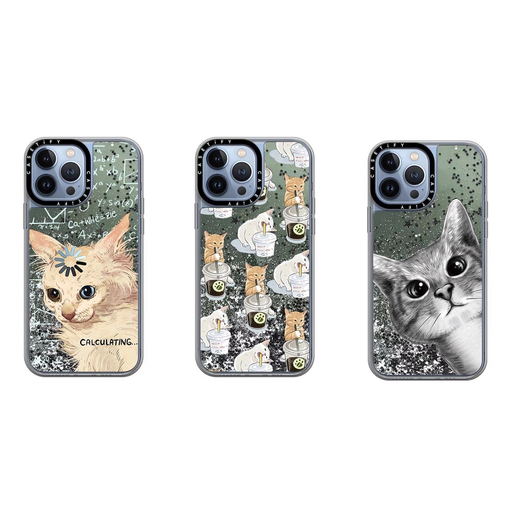 Cats Casetify iPhone 15 14 13 12 Pro Max 手機殼,流沙硬保護套