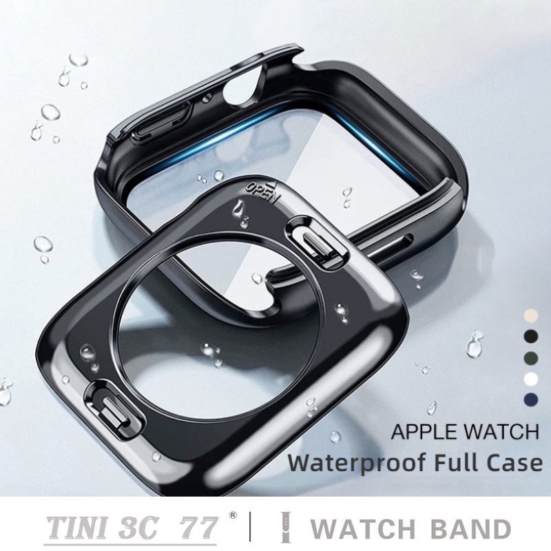 360° 全包防水殼適用於 Apple Watch Series 9 8 7 6 5 SE 4 S9 錶殼膜一件式防水殼