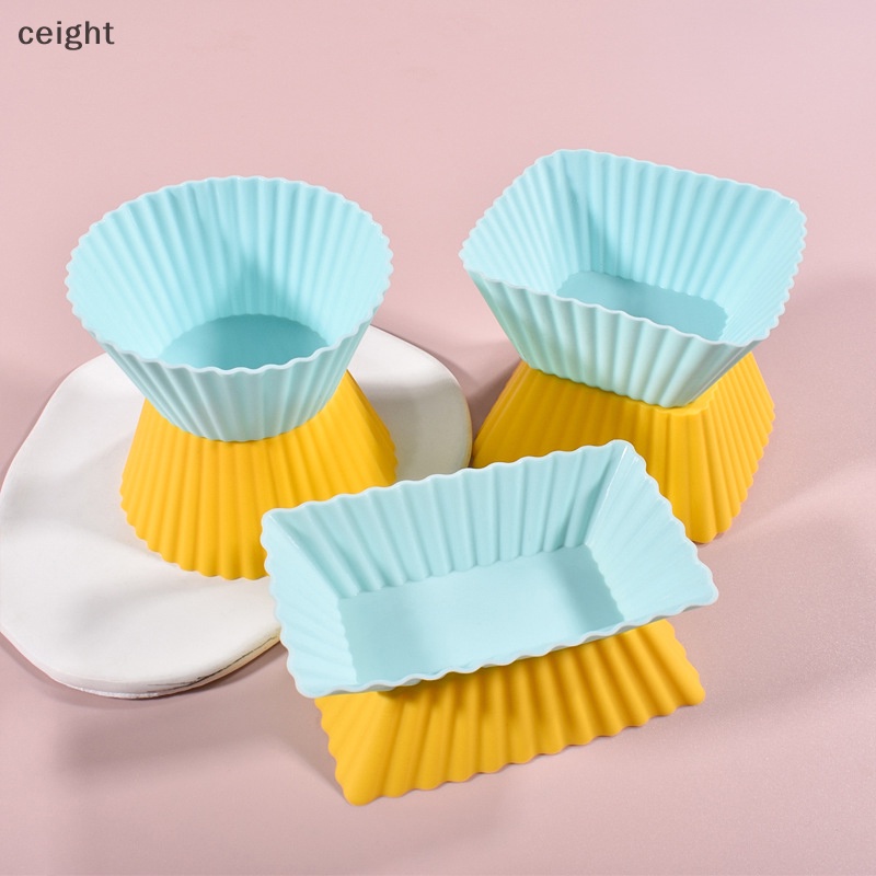 [ceight] 1 件/套矽膠蛋糕杯模具三維圓形方形心形蛋糕杯鬆餅紙杯蛋糕廚房烤盤機 DIY 蛋糕裝飾工具 VN