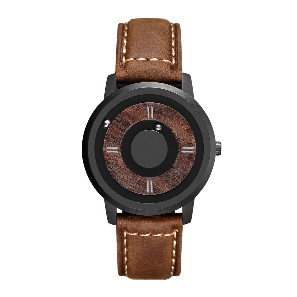 EUTOUR男女士手錶 木頭磁力鋼珠個性創意無指針概念網紅潮流石英 情侶手錶  E020
