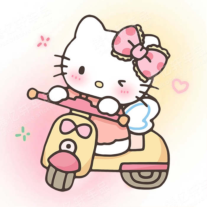 hello kitty 摩托車 貼紙 個性創意 車貼 機車貼紙 kt貓 可愛 電瓶車貼紙 劃痕 遮擋 防水 貼畫