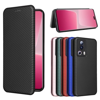 時尚碳纖維 翻蓋皮套 小米 Xiaomi Mi 13 Lite 手機殼 小米13 Lite 5G 磁吸 掀蓋保護殼
