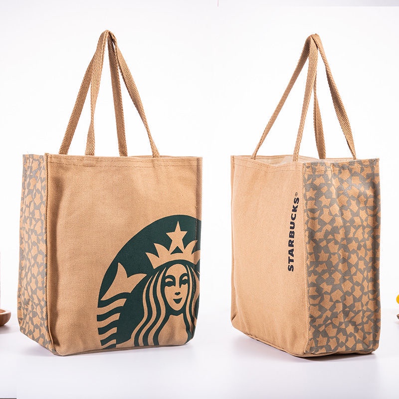 【Starbucks】2023新款 星巴ke帆布包 手提袋 手拎袋子 大容量 飯盒袋 便當腋下包包女