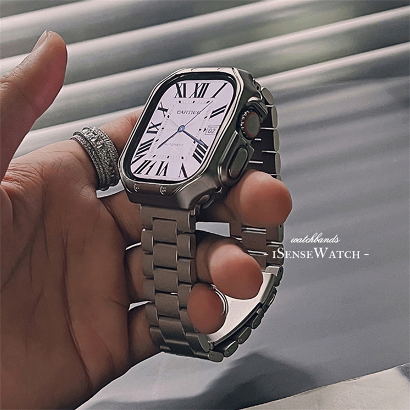 Apple Watch 5 6 7 S8 9 SE 不鏽鋼金屬三珠錶帶 蘋果手錶帶 iwatch 40/44/45/42