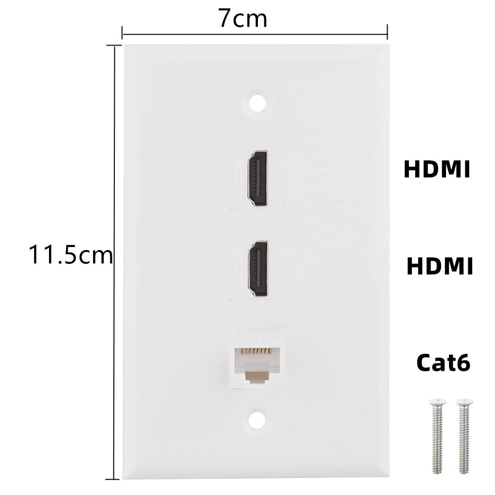 轉換線 2口HDMI高清網路cat6信號免焊接插座面板雙口多媒體資訊面板牆插音頻 頻道 連接線