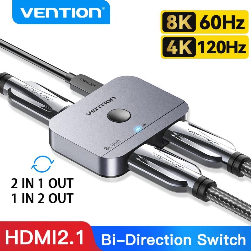 Vention HDMI 2.1/2.0 分配器 8K 60Hz 4K 120Hz 適用於電視 PS5/4 HDMI 兼