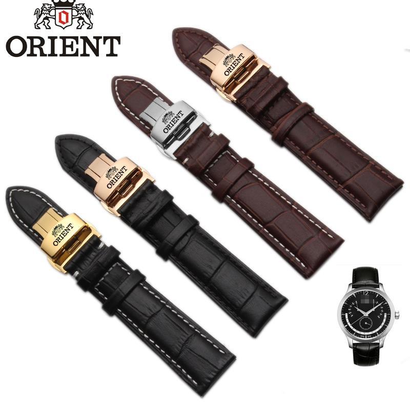 Orient 手錶錶帶 真皮錶帶 男自動蝴蝶表扣配件 女錶鏈手錶配件