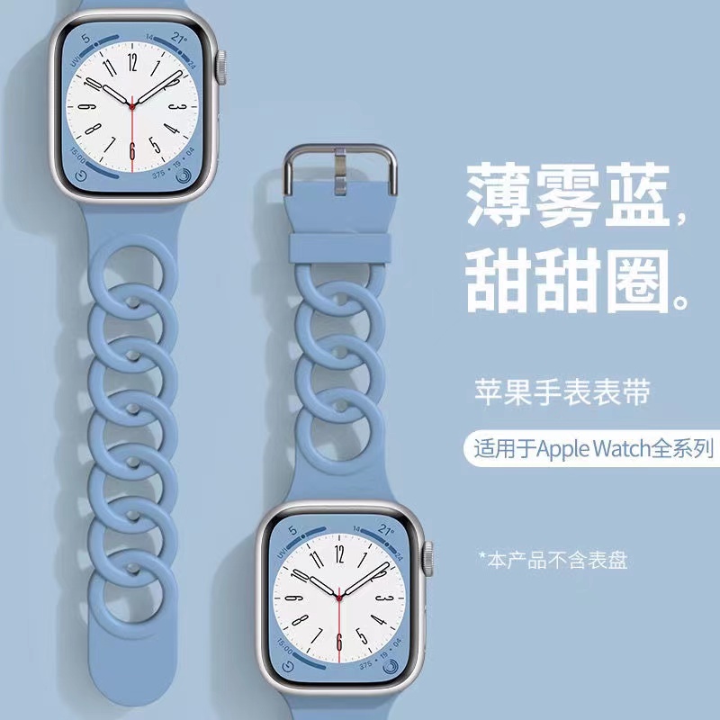 蘋果錶帶 甜甜圈透氣矽膠錶帶 適用 apple watch  iwatch SE 1-8代通用 Ultra 夏天錶帶