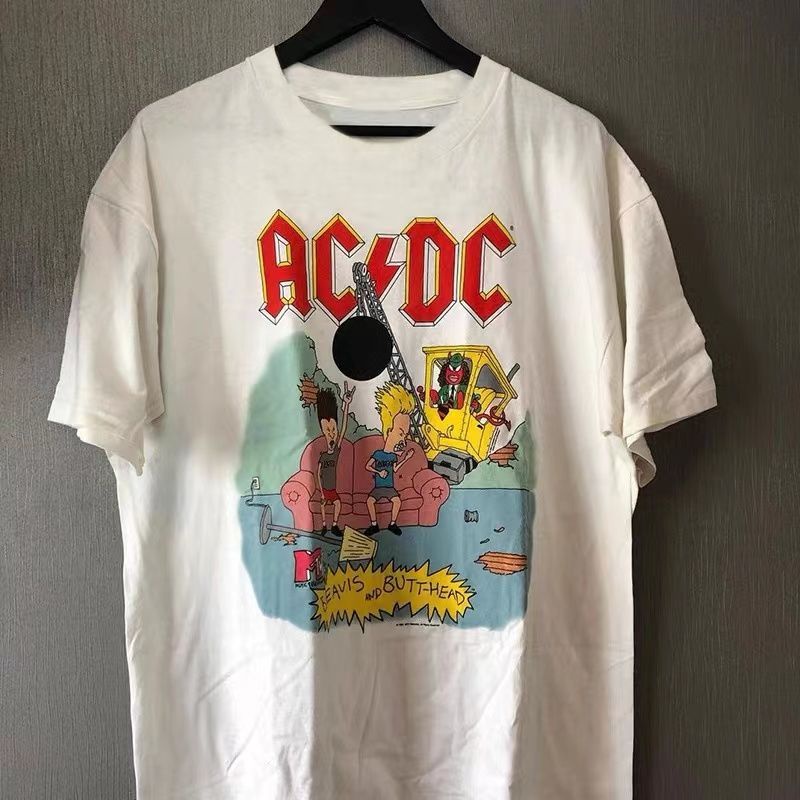 ACDC 癟四與大頭蛋搖滾樂隊潮牌純棉短袖男女情侶T恤潮流半袖上衣