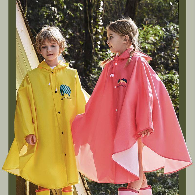 中大童 兒童雨衣 韓版帶書包位斗篷雨衣 兒童雨披 兒童防水服 兒童披風雨衣